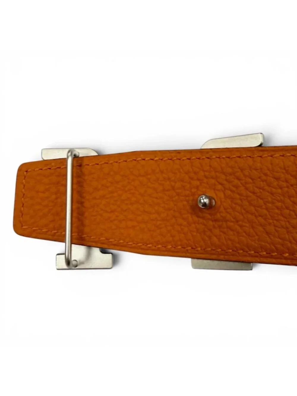 Hermes Constance Pegasus Box Calf Togo Silver Reversible Belt Black Orange